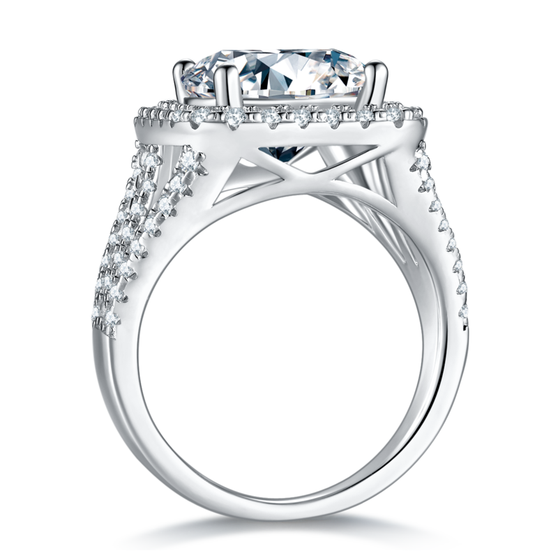 Classic方包S925银镀白金MoissaniteWomen's Ring5.0ctD级